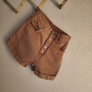 Lei High Waisted Khaki Button Up Shorts